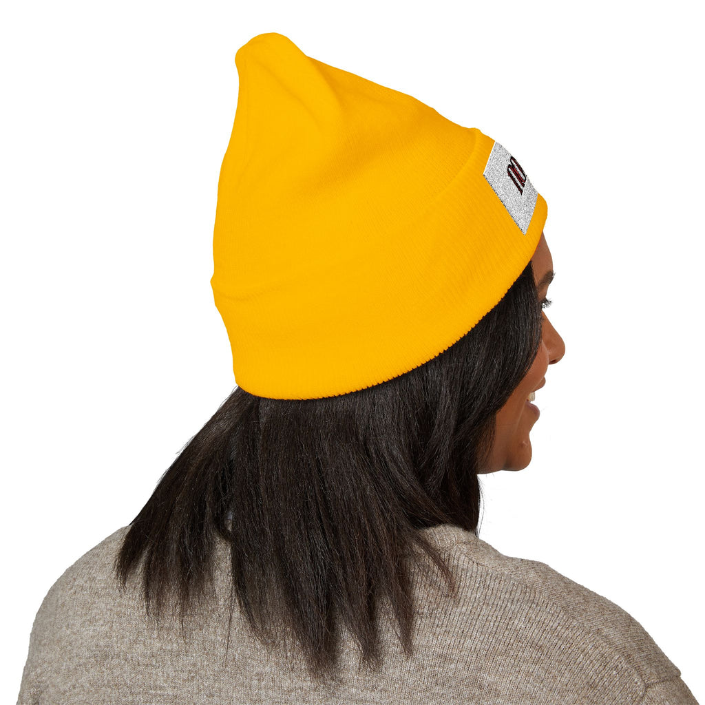 Nomade Embroidered Cuffed Beanie — Cozy Travel-Inspired Knit Hat