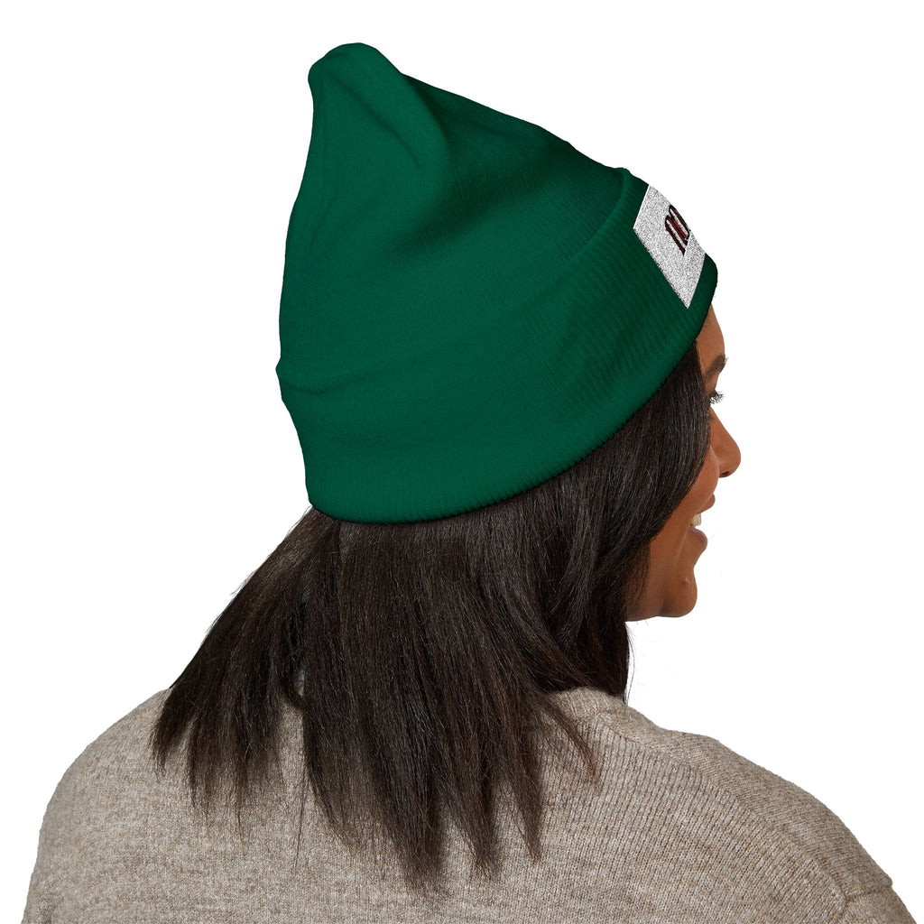 Nomade Embroidered Cuffed Beanie — Cozy Travel-Inspired Knit Hat
