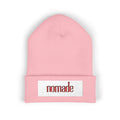 Nomade Embroidered Cuffed Beanie — Cozy Travel-Inspired Knit Hat