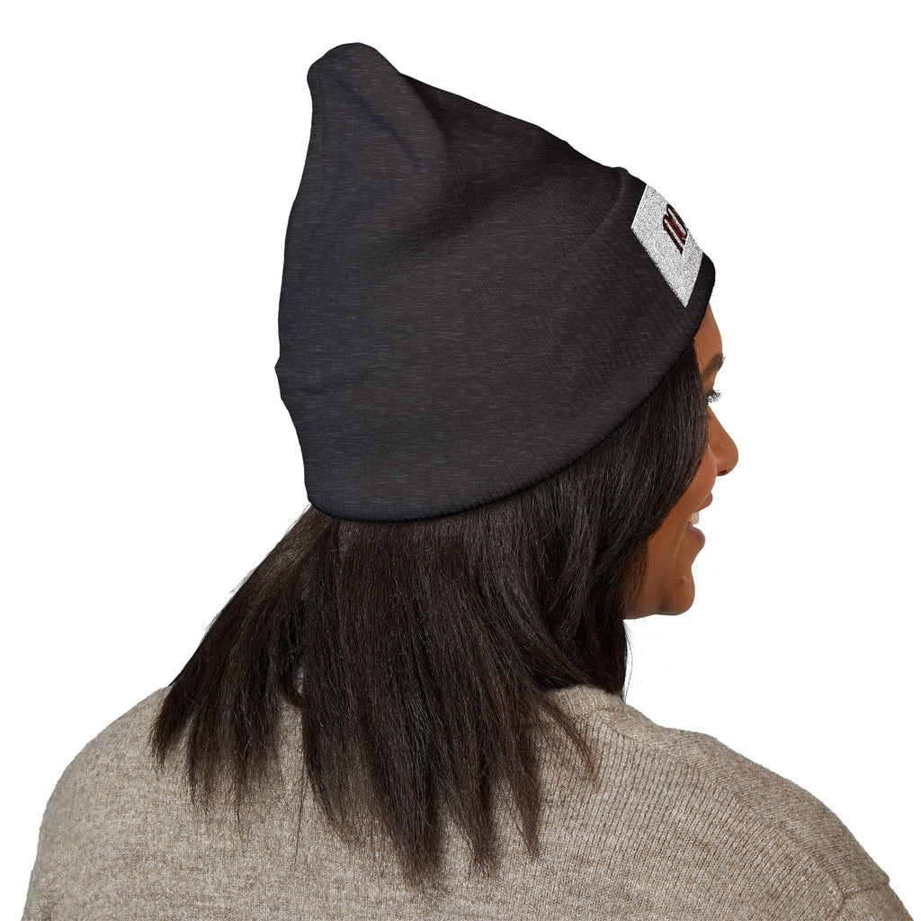 Nomade Embroidered Cuffed Beanie — Cozy Travel-Inspired Knit Hat